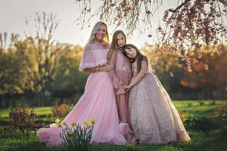 Angie, the creative artist and photographer behind Bella Marie Styled Photography, LLC. with her two girls for a Spring Mommy & Me Session, in Charleston, SC.